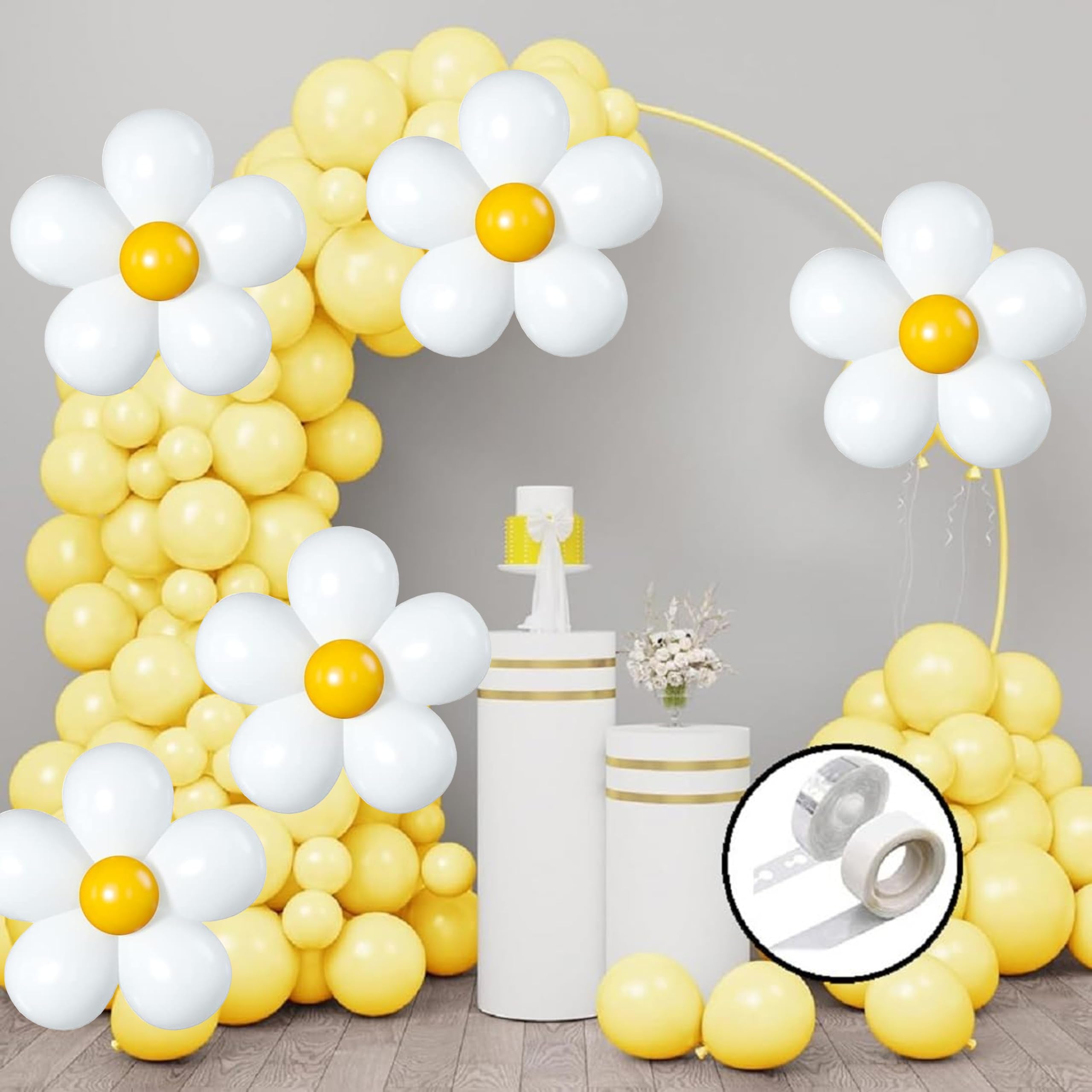 GRAND SHOP Rubber Pastel Yellow Balloons Flower Arch Making Kit Of